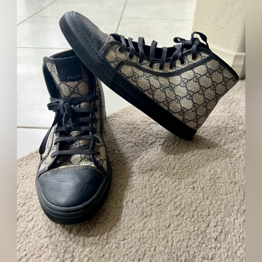 Gucci GG Brooklyn California High Top leather Logo monogram canvas sneakers shoe